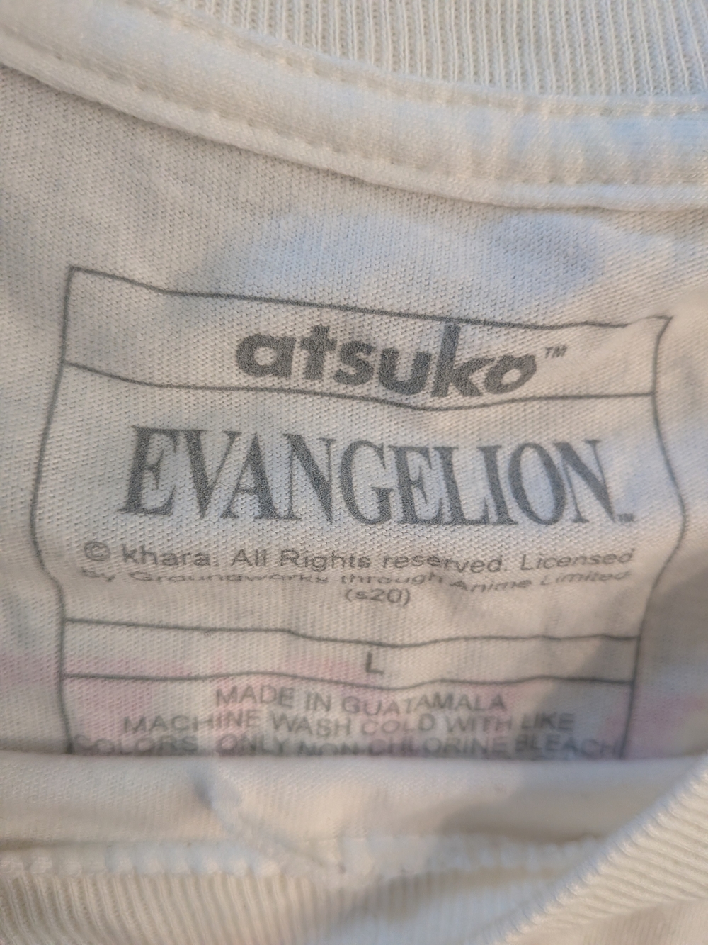 Atsuko White Long-Sleeve Graphic Tee with Pink & Blue Anime Print Large - Picture 2 of 10